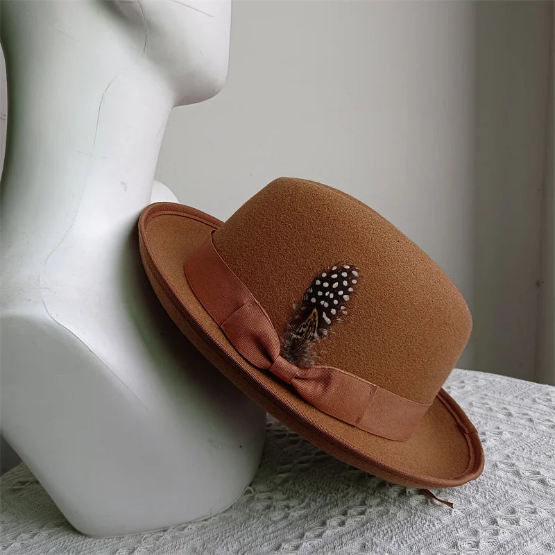 Green Retro Men's Spring Hat Unisex Men's Bow Women's Curved Brim Wide Brim Sun Hat Straw Hat Beach Hat sombrero hombre