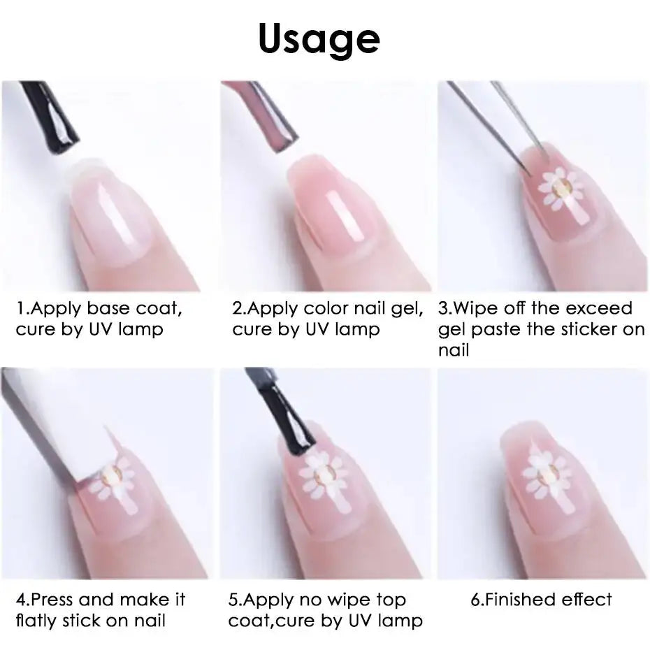2pcs/set Golden Love Heart Nail Art Stickers 3D Valentine's Day Heart Self-adhesive Nail Supplies Slider Manicure Decorations