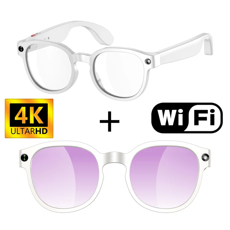 For Men Women Ai Smart Glasses 8MP 4k HD Camera Glasses AI Wake-up Bluetooth Music Audio Sunglass Language Translation