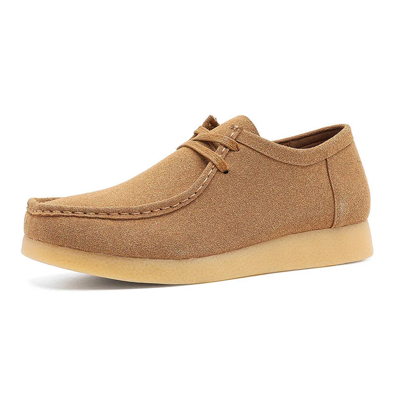 Retro Handmade Men's Casual Shoes Low Top Velvet Surface Smoke Rubber Spring Autumn British Style Flat Heel round Toe N-1