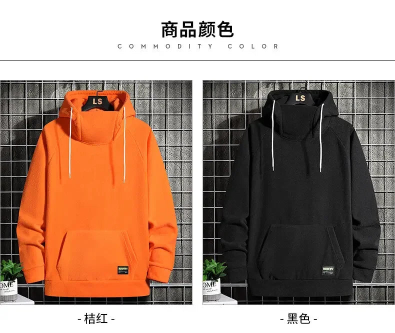 2026 Men's Thick Polar Fleece Sweatshirt Paired Couple Y2k Streetwear Autumn Winter Hood Sports Black Windproof Oversized Hoodie