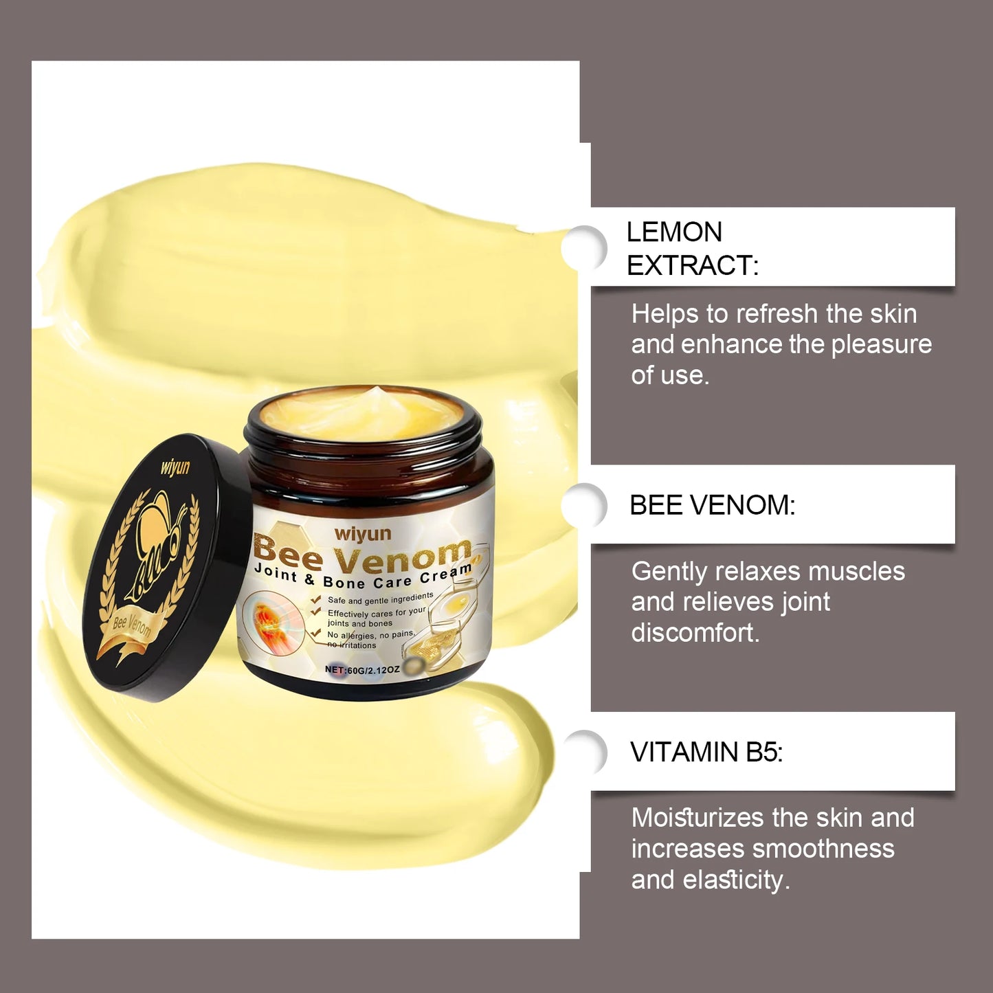 60g Bee Venom Joint Care Cream Effectively Relieve Joint Bone Pain Relax Tense Muscles Massage Cream Restore Athletic Ability