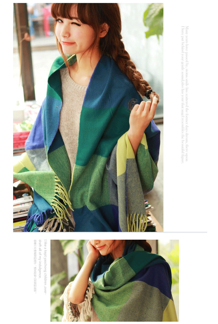 Winter Female Lattice Imitation Cashmere Scarf Autumn And Winter Thick Fashion Warm Wild Scarf Shawl