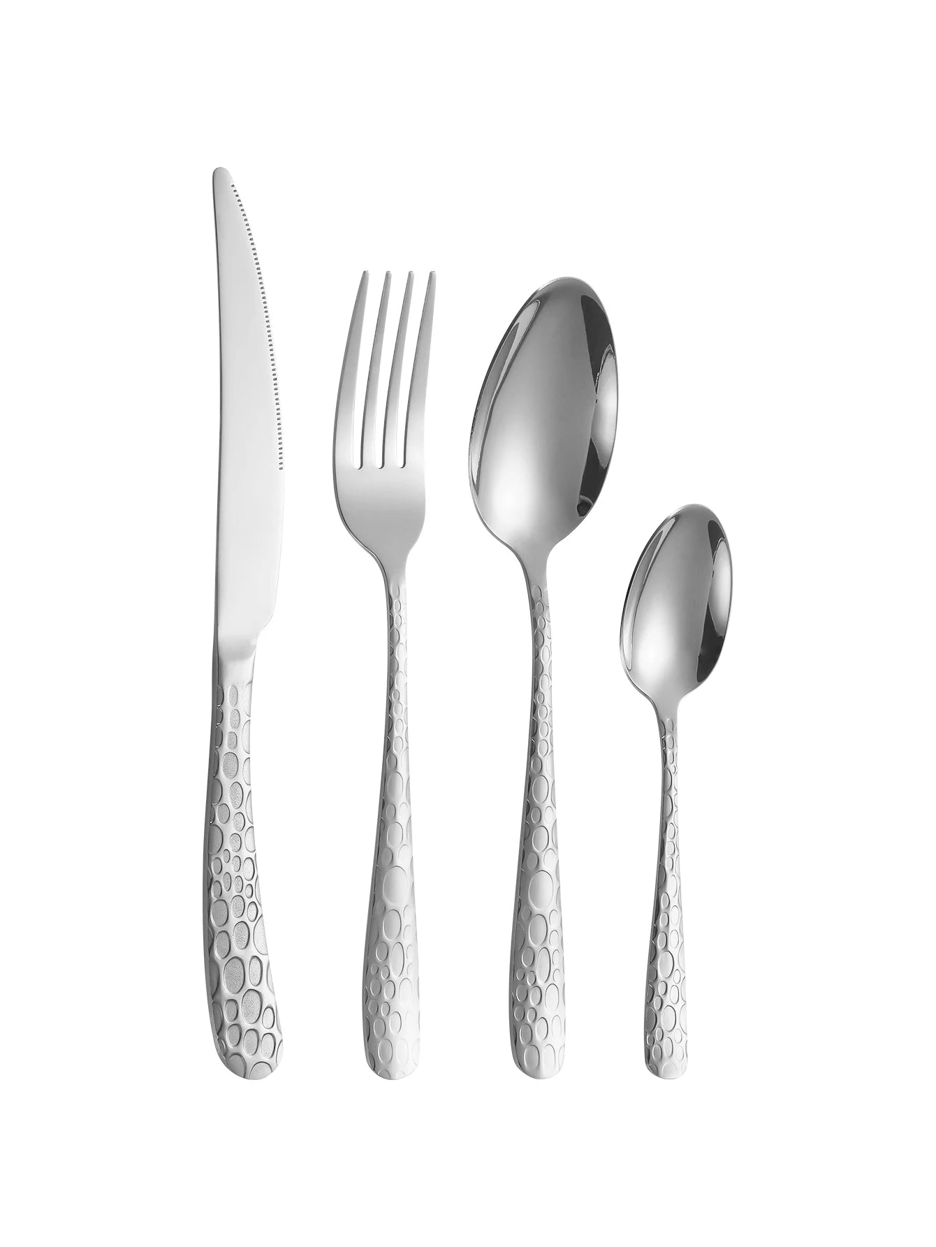 4/6/16/24pcs Silver stainless steel tableware with steak knife dinner fork soup spoon tea spoon delicate household tableware