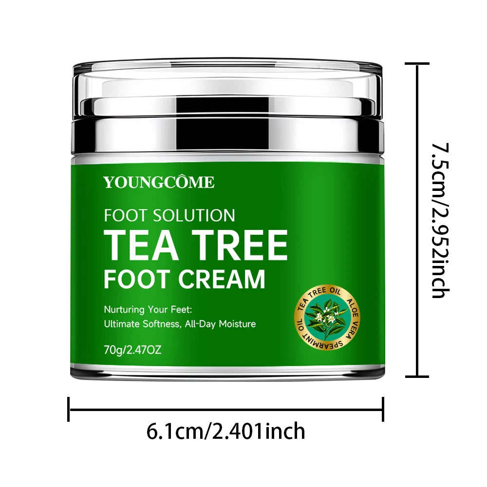 Tea Tree Foot Cream moisturizer with aloe vera and tea tree oil to deeply nourish the skin, for dry and rough skin, daily hand