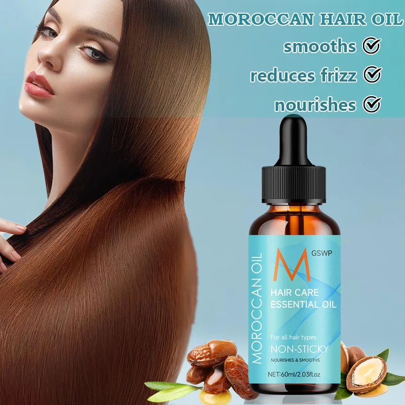 GSWP Moroccan Argan Oil Hair Oil deeply nourishes hair, leaving it smooth, shiny, and effectively tames frizz.60ml