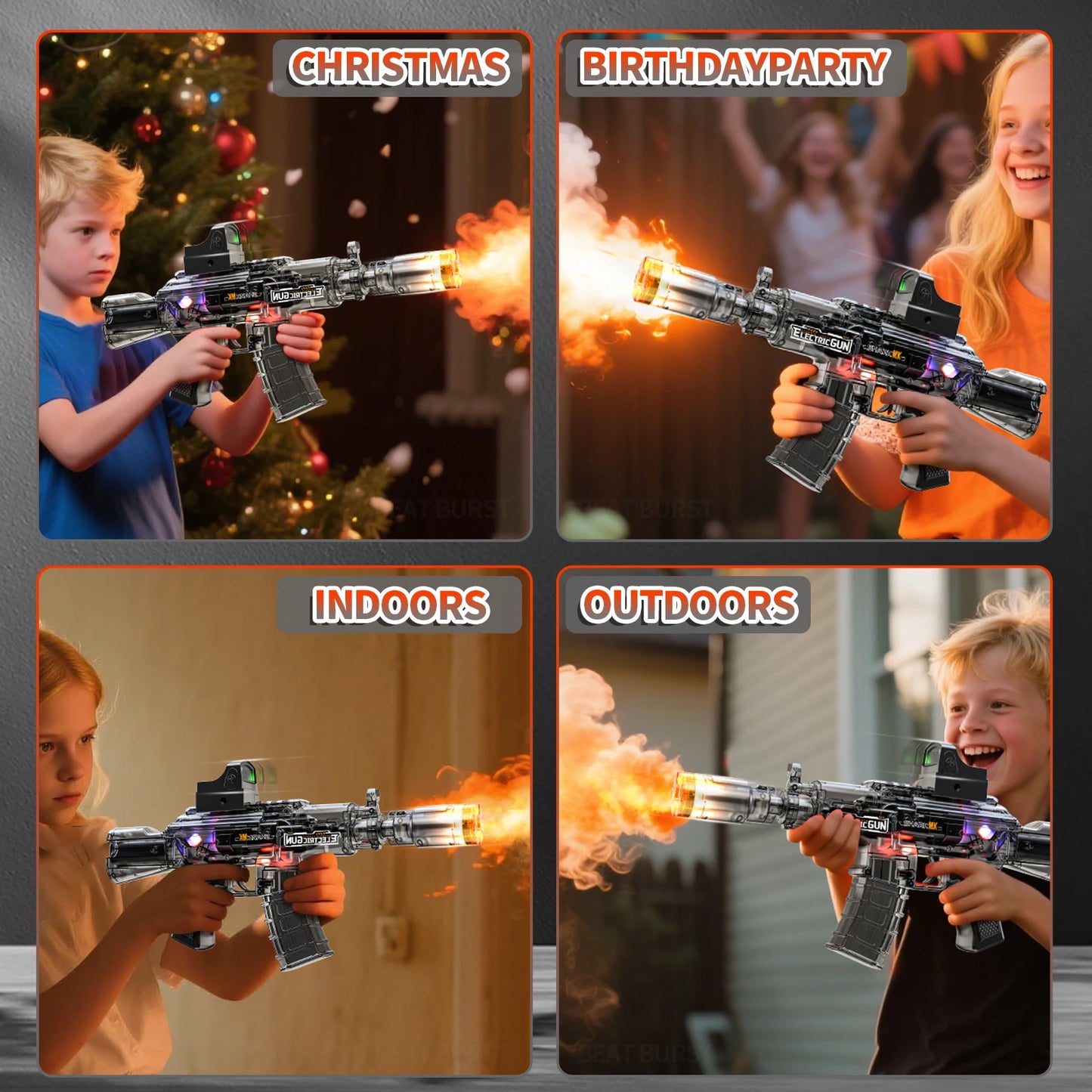 2025 Kids Hot Selling Electric Spray & Water Gun Simulates Sound Light Gun Toys Outdoor Activities Spray Vibration Gun Toys