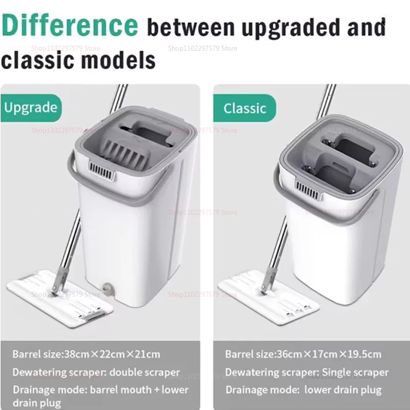 360 Degree Rotation Flat Floor Mop and Bucket Set Professional Home Hardwood Floor Cleaning System with Washable Microfiber Pads