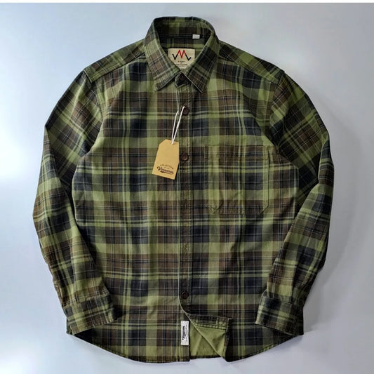 Spring and autumn new cotton washed male casual plaid shirt male thick long-sleeved shirt coat