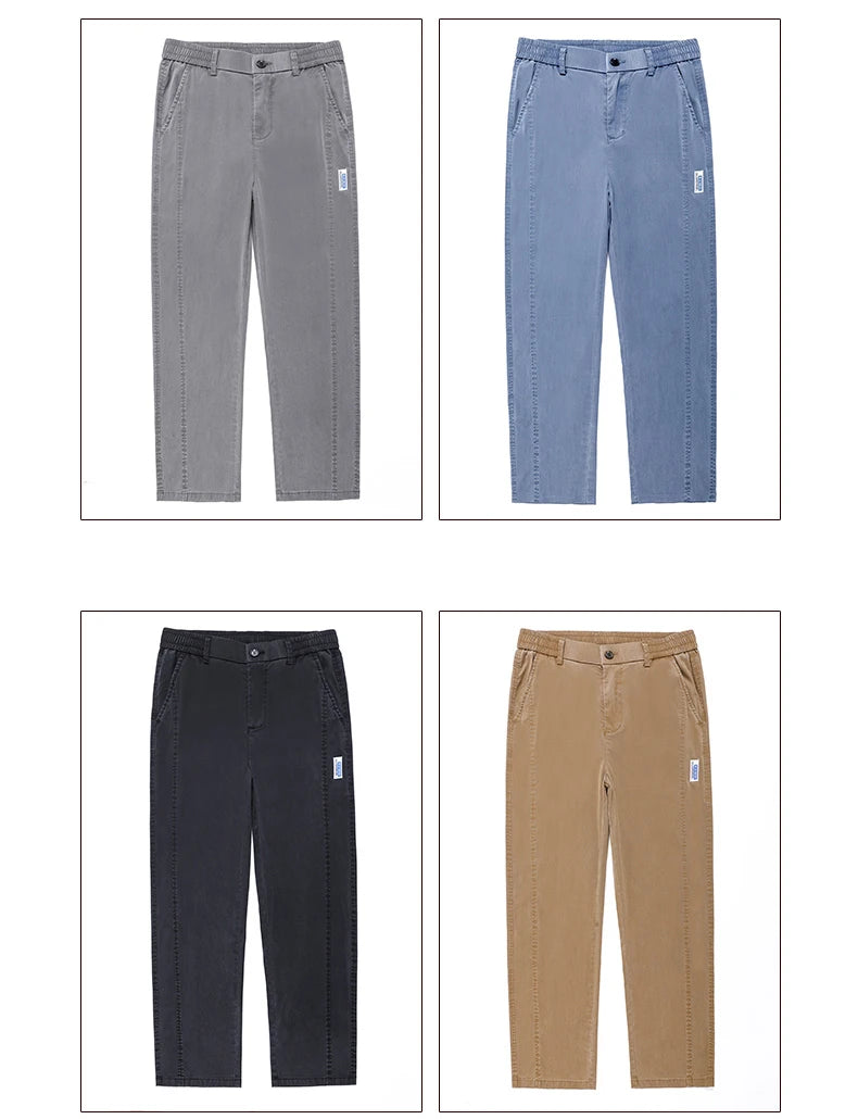 Summer Thin Casual Pants Men's Straight Wide Pants Brand Clothing Lyocell Stretch Loose Trousers Korean Trendy Man Clothing