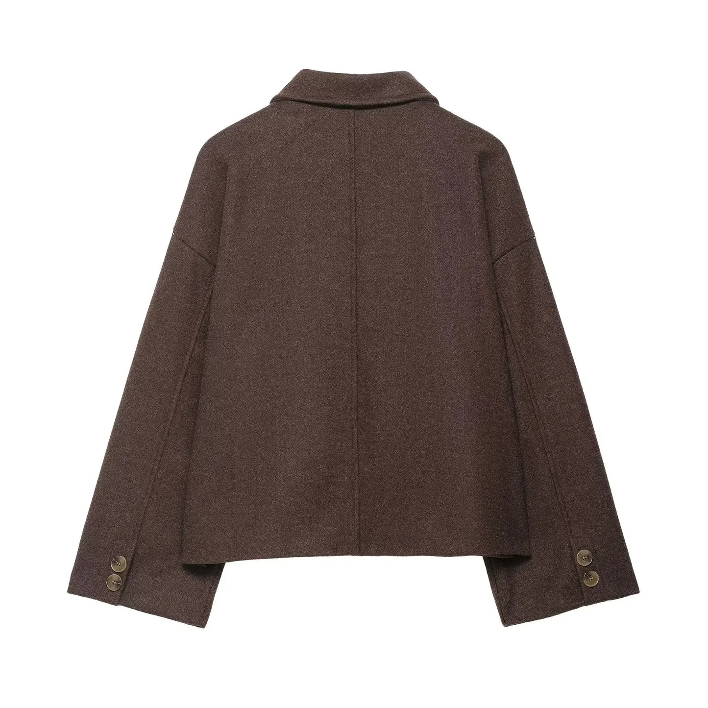 HH Women Fashion Single-Breasted Lapel Pocket Decorate Casual Slim Jacket Female Autumn High Street Long Sleeves Short Coat