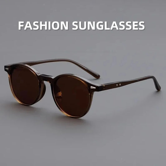 Men's and Women's Basic Small Round Frame Sunglasses Fashionable and Casual Outdoor Driving UV Resistant Polarized Glasses