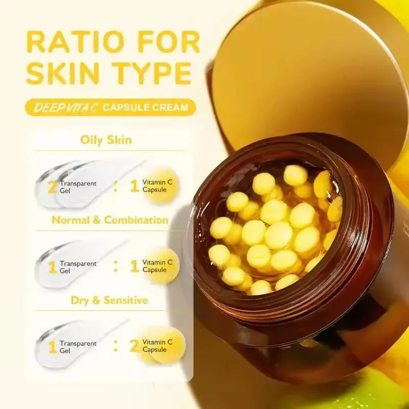 Deep Vitamin C Golden Capsule Face Moisturizer Liposome Capsules For Wrinkles Skin Radiance Glow Hydration Lightweight Skin Care