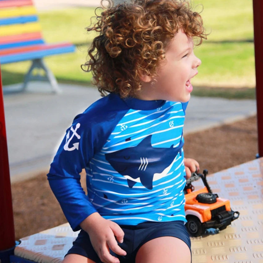 Big Boys  Swimwear Fashion Swimming Bathing Surfing  Swimsuit Set Tops+Pants NoCap 2Pcs Children Training Suit