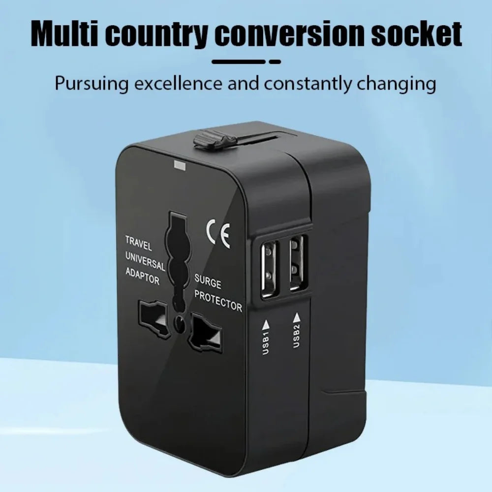 Universal Travel Adapter EU/UK/US/AU/AC Plug Power Charger Adapter With USB Type-C Ports All-in-One Foldable Converter Socket