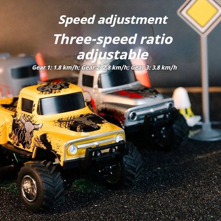 Little Monster 1/64 Rc Car Mini 2.4Ghz Remote Control Cars with Cool Spray Painting Pattern Rc Off-road Vehicle Boy’s Toys Gifts