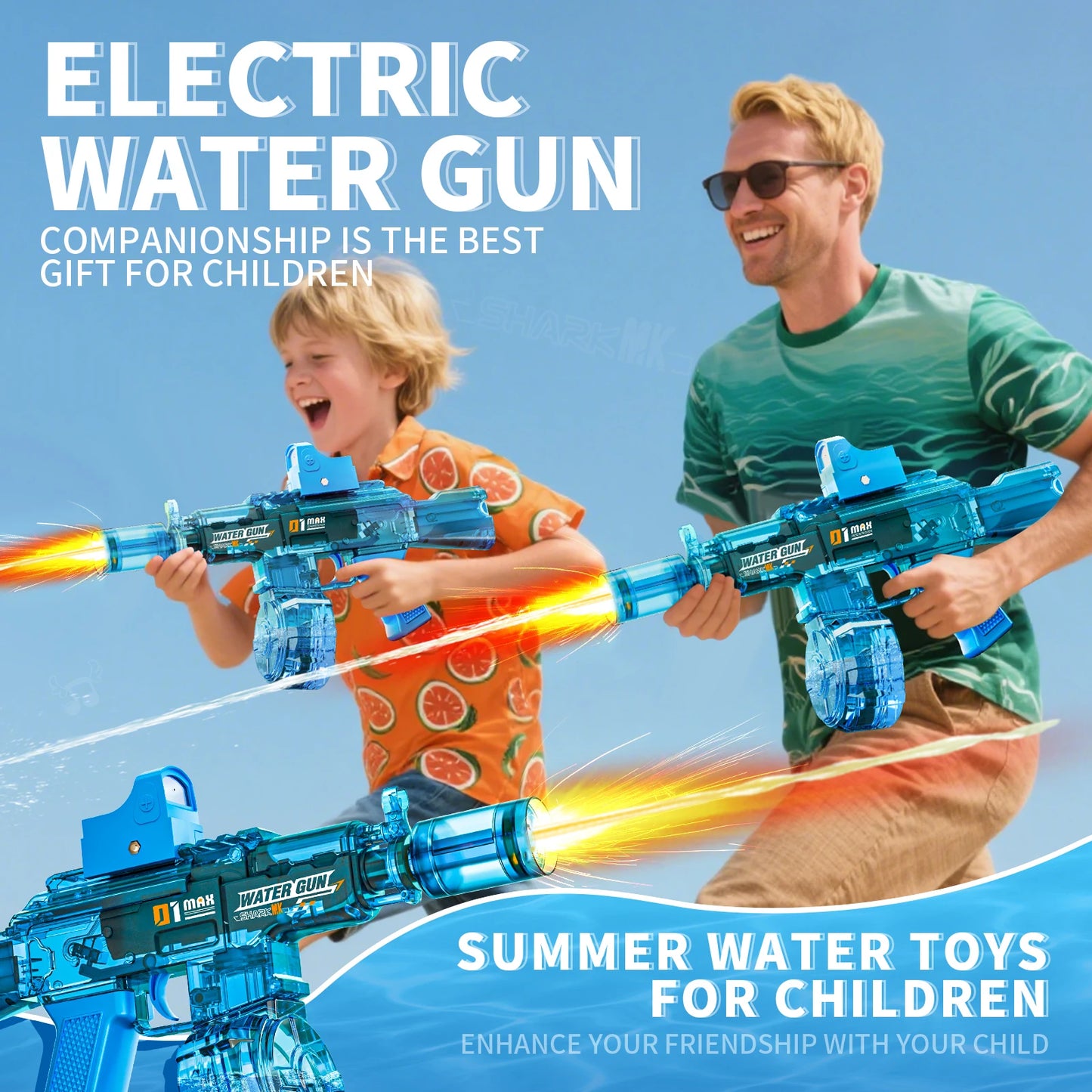 2025 Kids Hot Selling Electric Spray & Water Gun Simulates Sound Light Gun Toys Outdoor Activities Spray Vibration Gun Toys