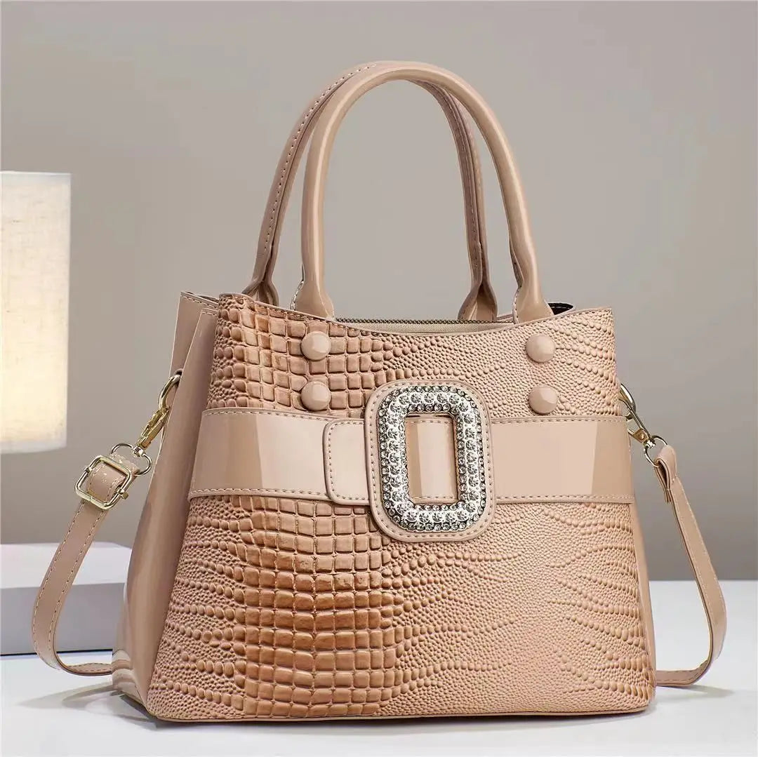 Fashionable New Women's 3-Layer Handbag Trendy Bright Leather Shoulder Bag Large Capacity Crossbody City Commuter Tote Bag Women