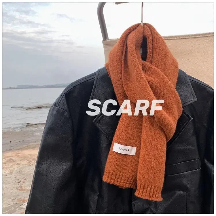 High Quality 100% Wool Scarf Men Women Winter Autumn Solid Color Couple Muffler Simple Warm Versatile Knitted Scarf Male Female