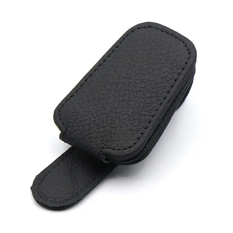 1pcs Universal Car Sunglasses Holder Multi-Functional Ticket Portable Bracket Magnetic Oxhide Sunshade Storage Boxs Auto Parts ﻿