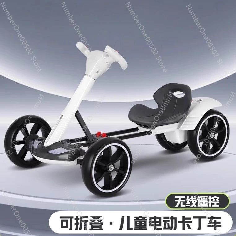 Children's electric kart electric four-wheeler foldable adults can sit in a portable children's car