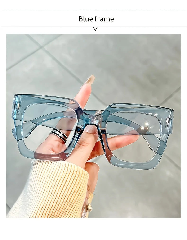 Vintage Glasses Square Full Rim Spectacles Unisex, Anti-Reflective Coating, Fashionable Transparent Lenses, Daily Wear Eyewear