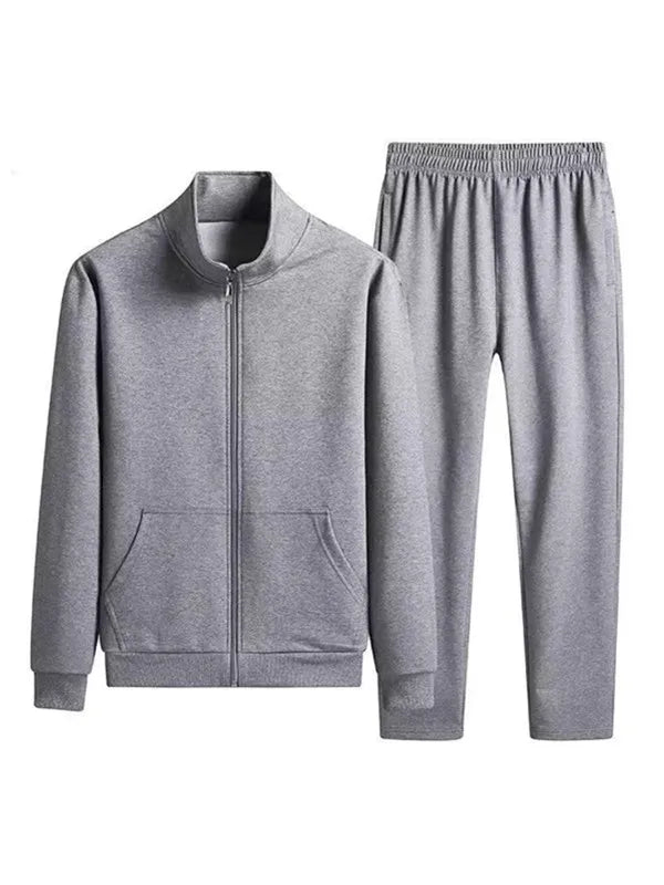 Men's Sportswear Hoodie Set Stylish Stand Collar Casual Outerwear Pants Autumn Winter Fashionable Polyester Blend Long Sleeve
