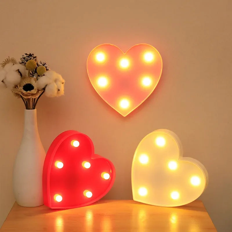 Romantic Valentine's Proposal 3D LOVE LED Letter Sign Night Light Heart Marquee Table Lamp Lanterns Lamp for Christmas Wedding