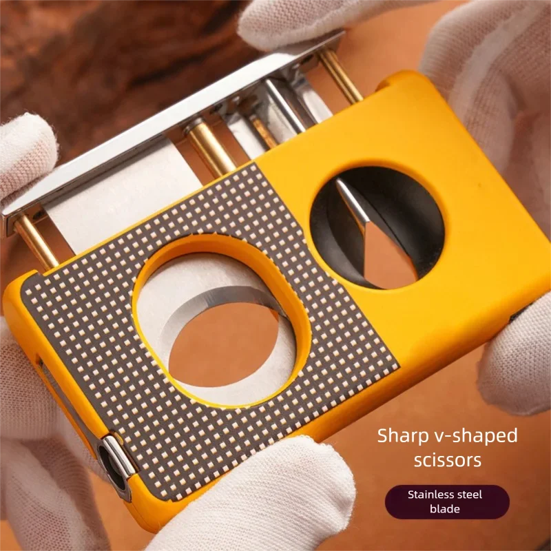 Professional V-Cut Cigar Cutter, Zinc Alloy Guillotine with Stainless Steel Blade for Cigars, Heavy Duty Christmas Gift for Men