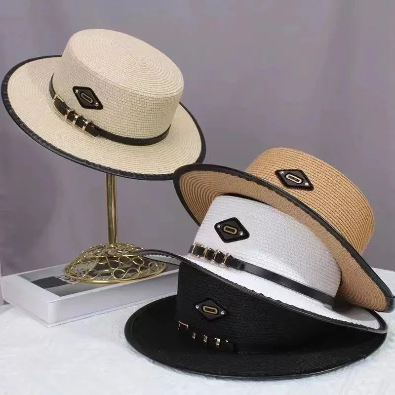 new Summer Hats for Women Wide Brim Casual Beach Sun Hat Women Summer Straw Hat Sunscreen Block UV Protection Panama Bow Cap