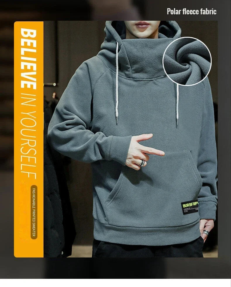 2026 Men's Thick Polar Fleece Sweatshirt Paired Couple Y2k Streetwear Autumn Winter Hood Sports Black Windproof Oversized Hoodie
