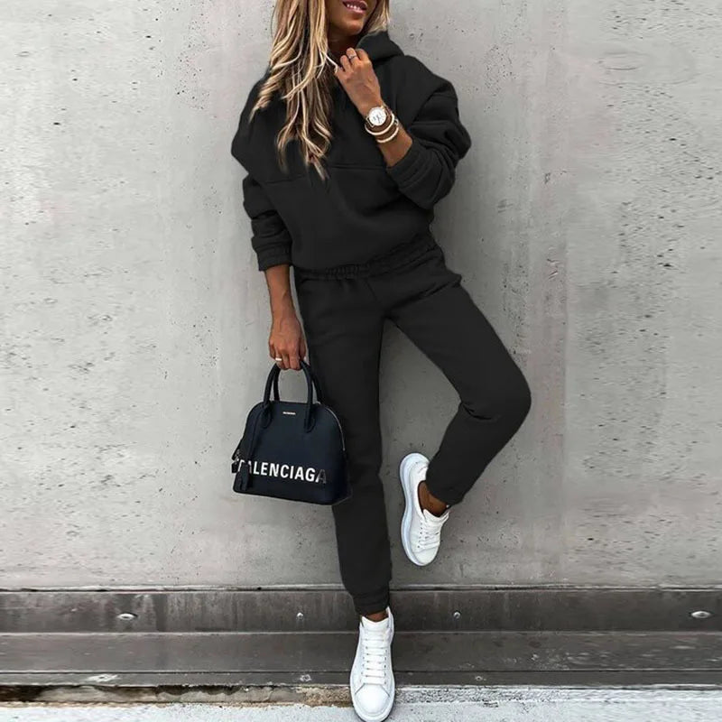 Autumn Winter Casual Sweatshirt Sports Outfits Women Fashion Long Sleeve Hooded Tops And Pants Two Piece Sets Women's Loose Suit