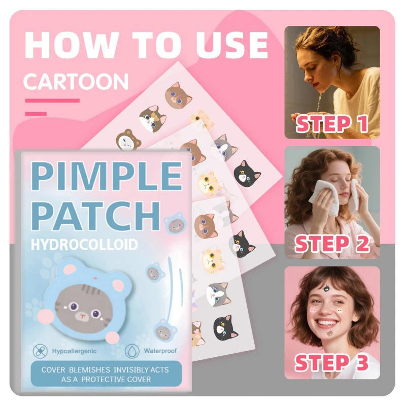 HUA HUA 600pcs Cartoon Animal Shaped Acne Patches Skincare Stickers Makeup Tools