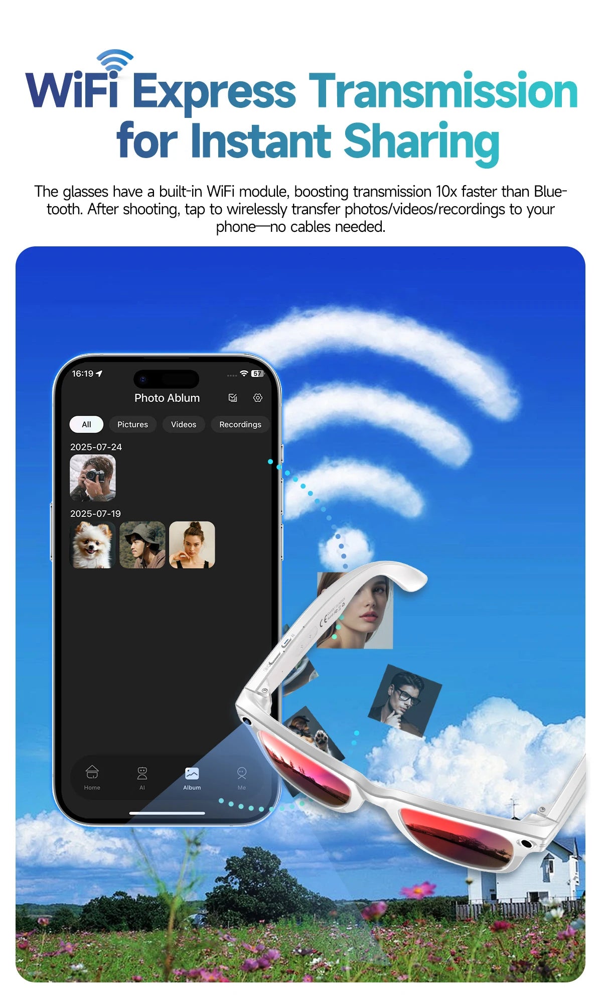 2025 New Upgrade smart glasees With Camera Video Recording AI Photo Recognition Bluetooth Call Translation Voice Sunglasses Man