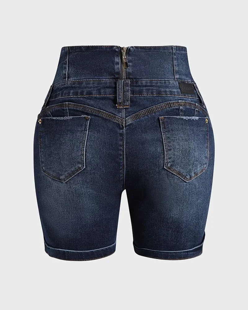 Y2K Clothing Women's Pants 2025 Spring Summer New Fashion Casual Versatile High Waist Pocket Design Denim Shorts Pantalon Femme