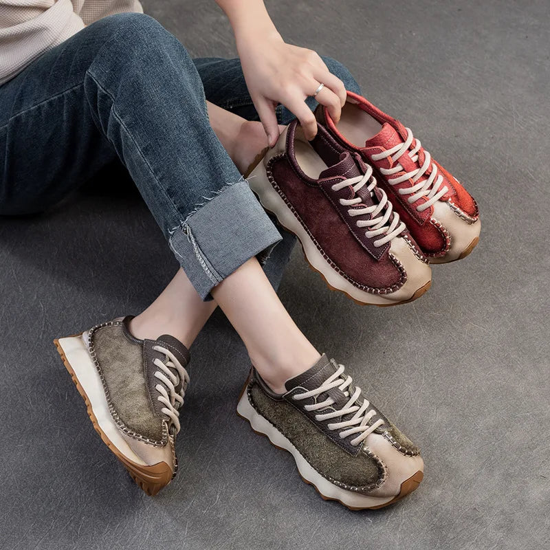 Koznoy 3cm Suede Cow Genuine Leather Mixed Color Preppy Girl Vulcanize Platform Wedge Summer Ladies Spring Autumn Comfy Fashion
