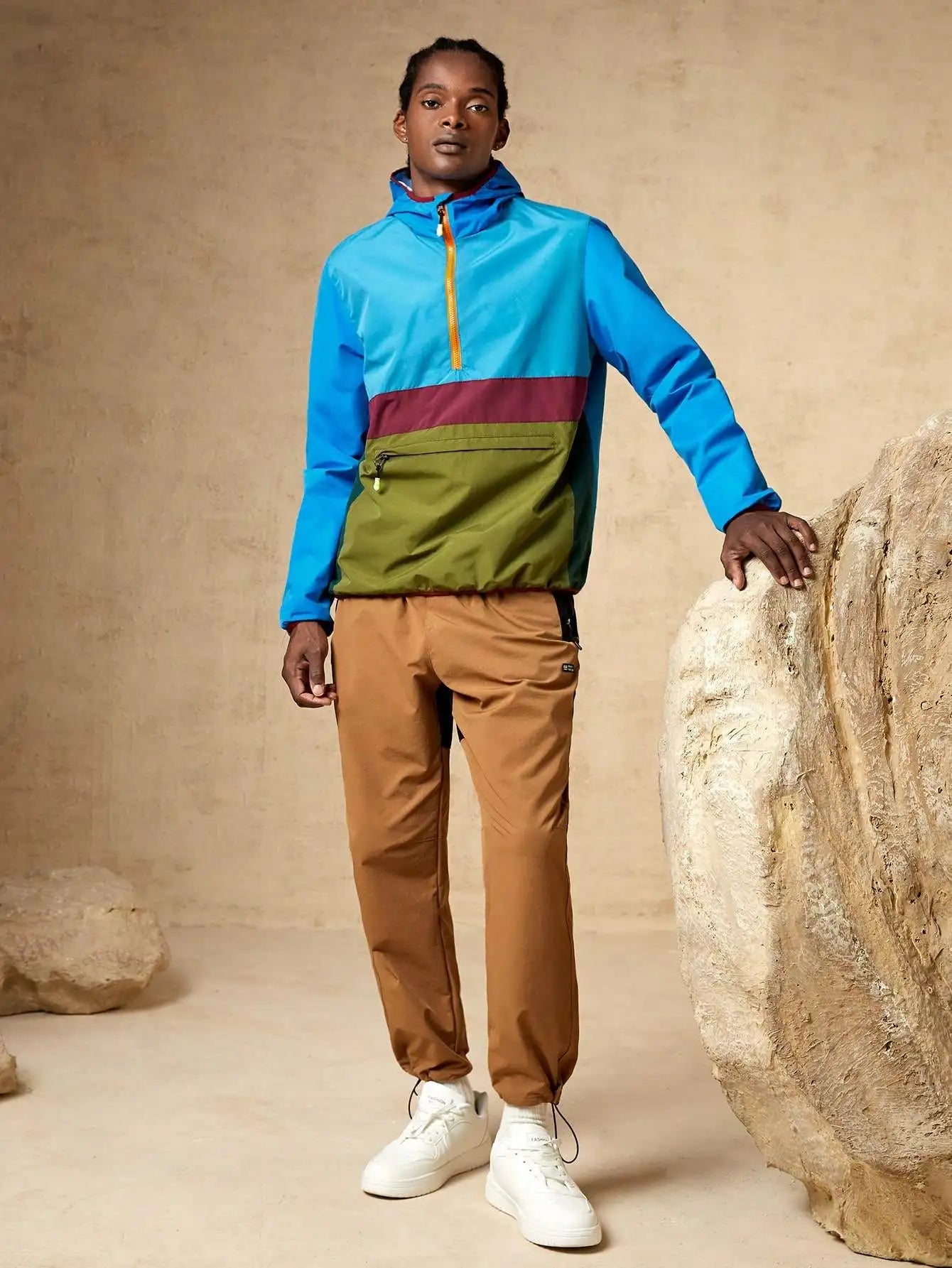 American Casual Loose Men's Jacket Thin Climbing Windproof Waterproof Outdoor Leisure Fashion Zipper Decoration Long Sleeve