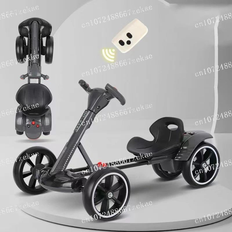 Karting electric four wheeled cart, foldable and seatable, portable and lightweight, no installation required