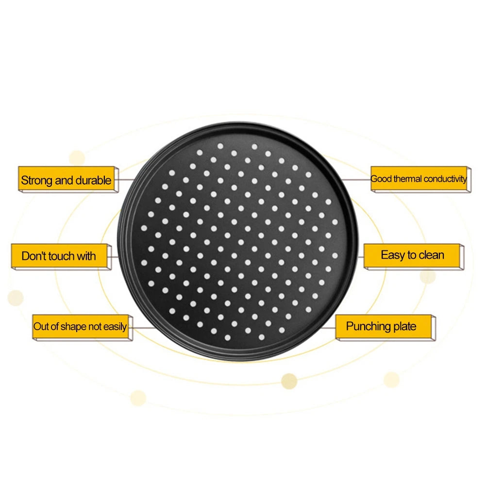 Household Pizza Pans with Holes Breathable Non-Stick Professional Baking Tray for Restaurant Home Grill Barbecue Baking Tools
