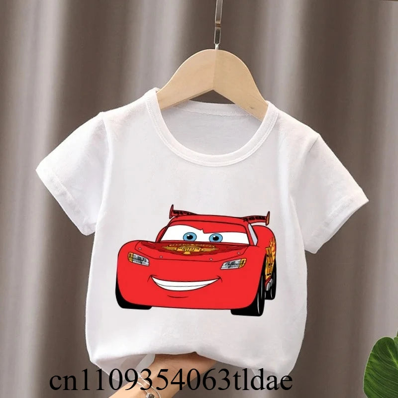 Hot Sale Car Pixar Lightning McQueen Print Cute Kids T-Shirts Girls Clothes Baby Boys Short Sleeve T Shirt Summer Children Tops