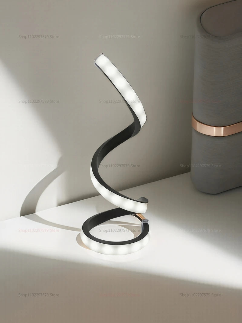2025 Modern LED Bedside Lamp Deformable Spiral Table Night Light for Bedroom Office Living Room Decor Adjustable Night Lamp