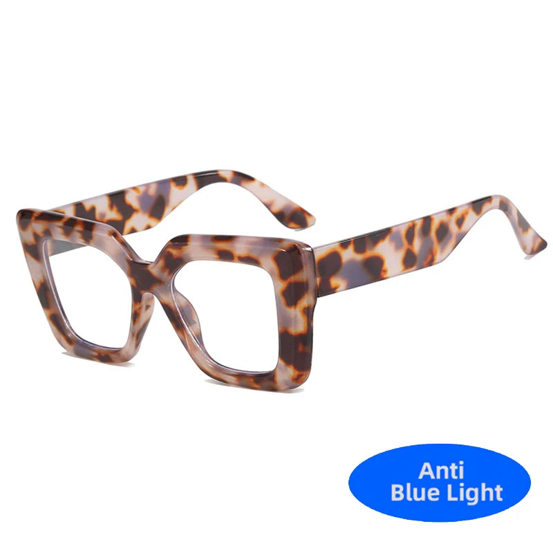 Retro Luxury Oversized Square Anti-Blue Light Glasses Women Men Optical Eyeglasses Trendy Computer Classic Glasses Ladies Lentes