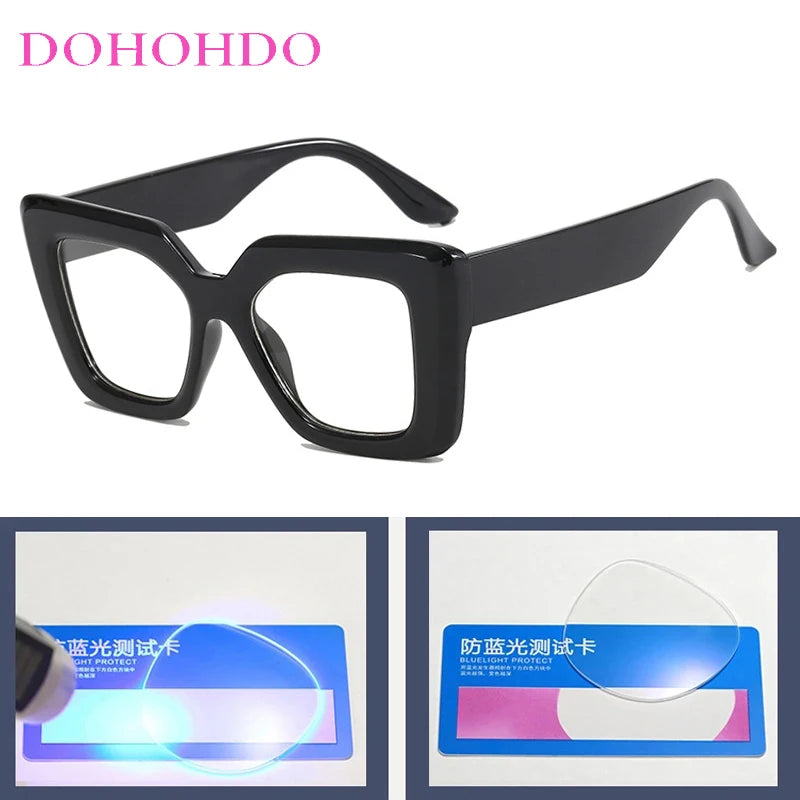 Retro Luxury Oversized Square Anti-Blue Light Glasses Women Men Optical Eyeglasses Trendy Computer Classic Glasses Ladies Lentes