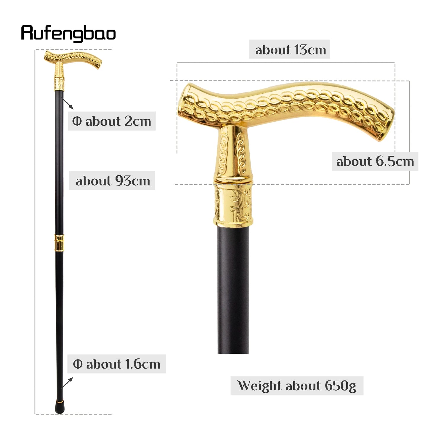 Golden Flower Wheatear Pattern Luxury Fashion Walking Stick for Party Decorative Cane Elegant Crosier Knob Walking Stick 93cm