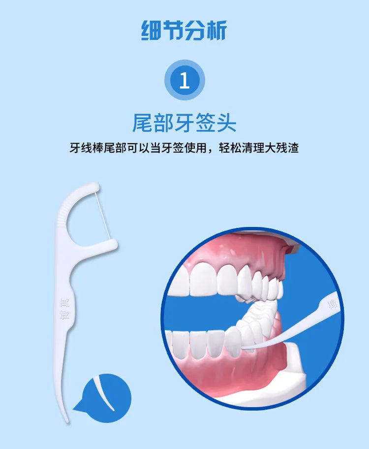 50Pcs/Box Portable Disposable Dental Floss Plastic Toothpick High-tension Dental Floss Stick Dental Floss Box ﻿Oral Care 치실 디스펜서