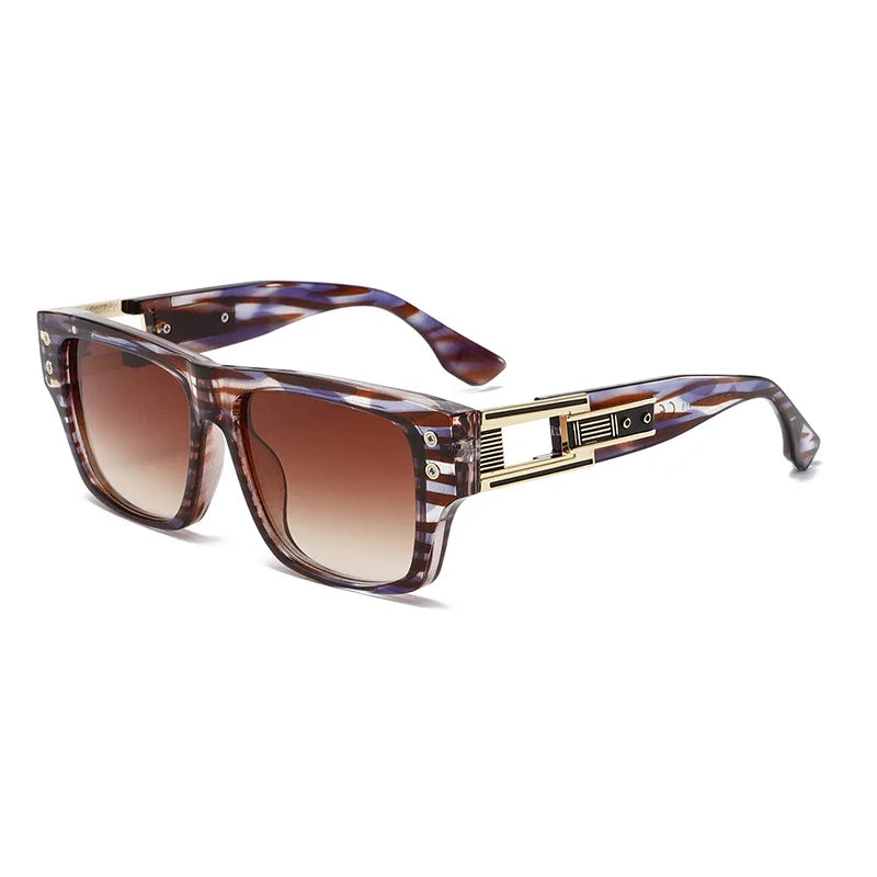 2025 New Square Retro Glasses Men Women Fashion Luxury Original Designer Sun Glasses Male Reflective Lens Gafas De Sol UV400