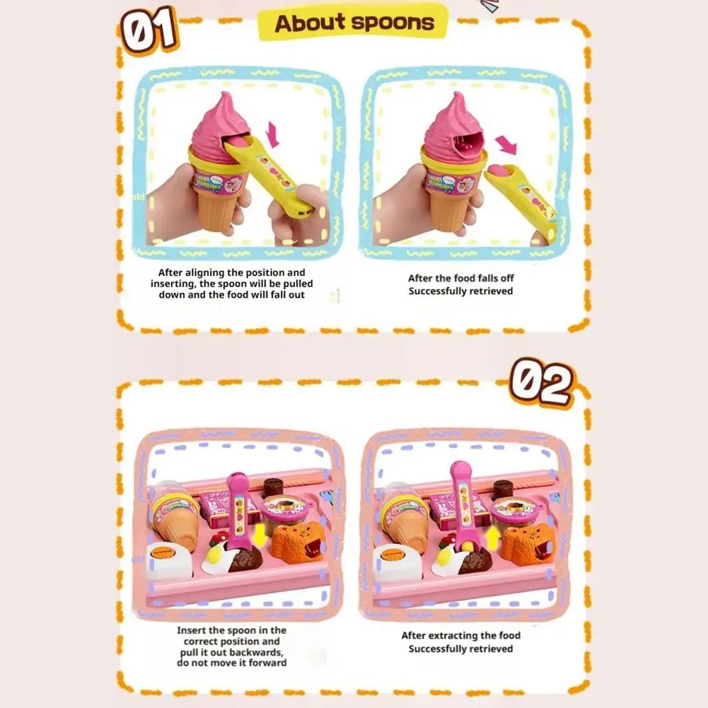 NEW Food Feeding Pudding Feeding Ice Cream Toy Set Early Education Food Platter Role Play Fun Children Girl Play House Toys Gift