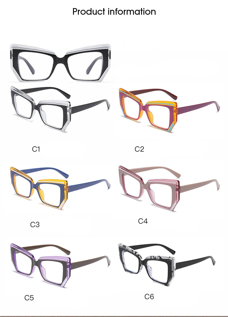 Cat Eye Anti Blue Light Glasses Women Trendy Polygonal Vintage Luxury Design Eyeglasses Ladies Fashion Irregular Square Eyewear