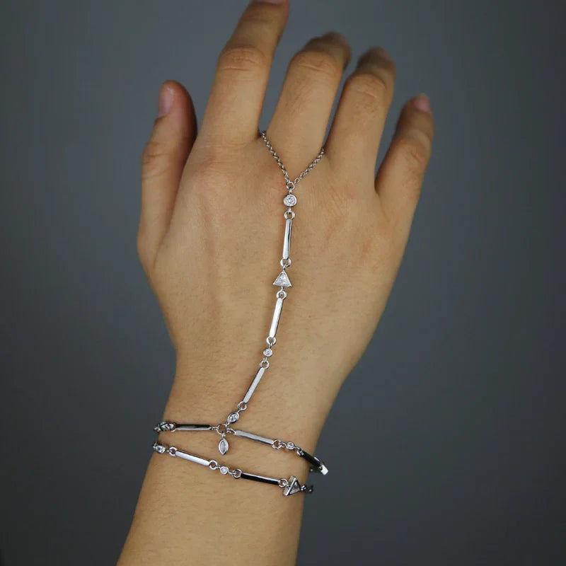 New Iced Out Oval CZ Choker Bracelet Silver Color Bling Lariat Long Bar Round Stone Long Tassel Bangle Women Jewelry