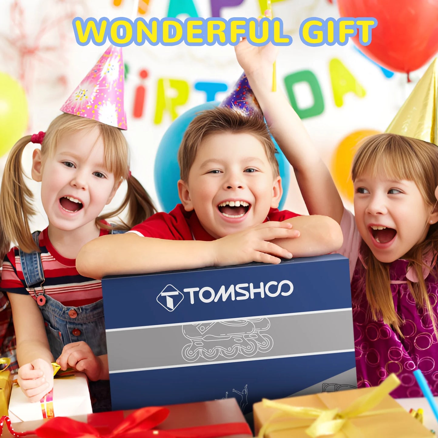Tomshoo Roller Blades Kids Adjustable Roller Skates w Light-Up Wheels Secure Triple Girls Boys Toddler Smooth Quiet Rollerblades